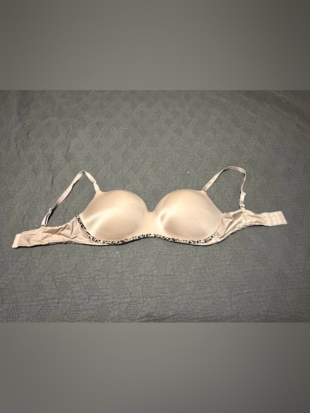 Victoria's Secret Beige T-Shirt Bra with Leopard Trim